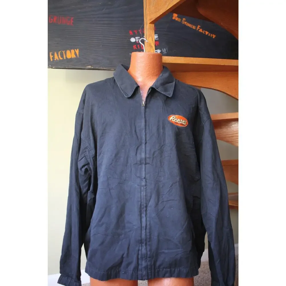 Vintage Reese’s Racing Cutter & Buck Jacket – XXL Black Cotton Embroidered Logo